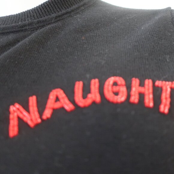 NWT Women Minnie Rose (Item- 69) Black Red Cotton Cashmere Naughty Sweater L - Picture 8 of 12